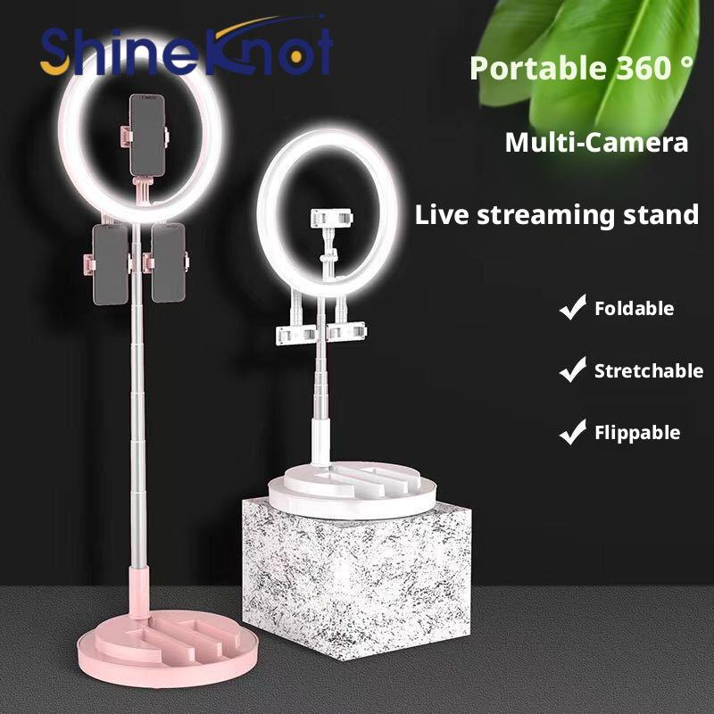 Photography Mobile Lighting - SHINEKNOTモバイルビューティーフィルライト3段階調光LED 12インチ写真撮影用円形ブラケットライト調整可能まつげエクステ用折りたたみ式ライト