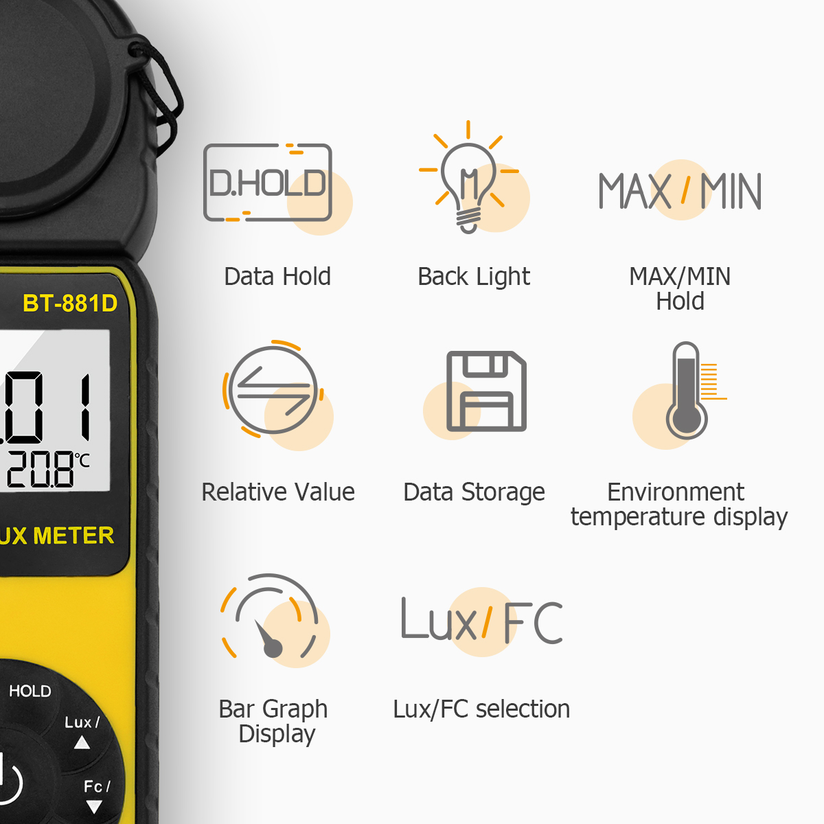 Photography Lighting Handheld - デジタル照度計 400,000 ルクス ハンドヘルド照度計照度計 LCD バックライト植物写真撮影オフィス工場用