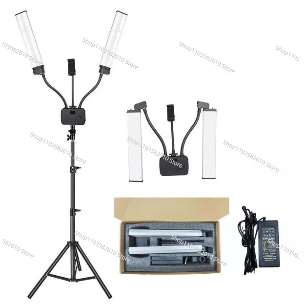 Photography Mobile Lighting - 折りたたみ式ダブルアームフィルライト インターネットセレブ ライブビューティー 携帯電話写真撮影用フィルライト ライブダブルチューブ撮影用