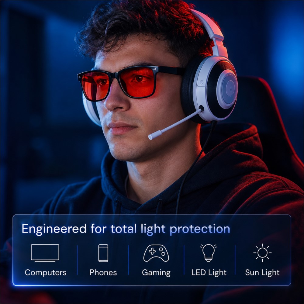 高度なブルーライトカットゲーミングメガネ 赤レンズ 睡眠の質 - Photography Lighting Game のレビューと価格