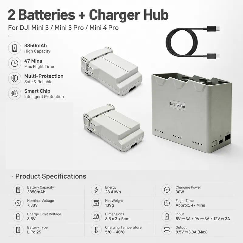 DJI Mini 3 4 Proシリーズドローン用交換バッテ - Dji Drone Mini 4 Pro のレビューと価格