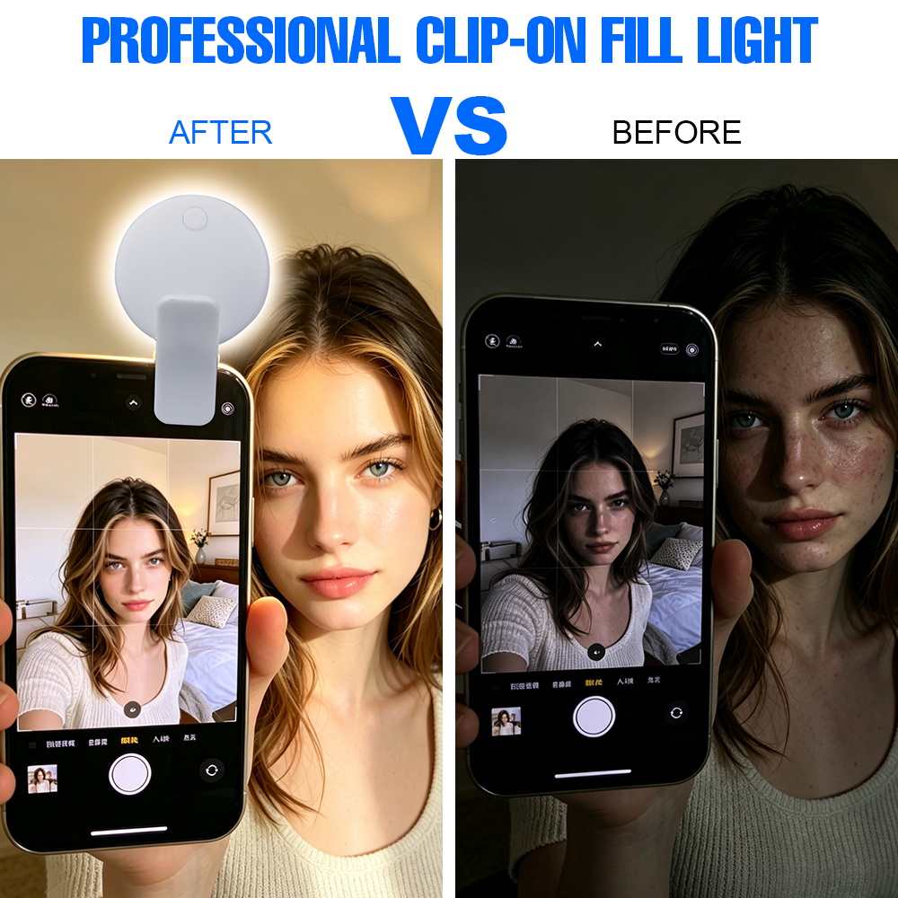 クリップ式LEDセルフィーフィルライト 3段階の明るさ 2つ - Photography Lighting Game のレビューと価格