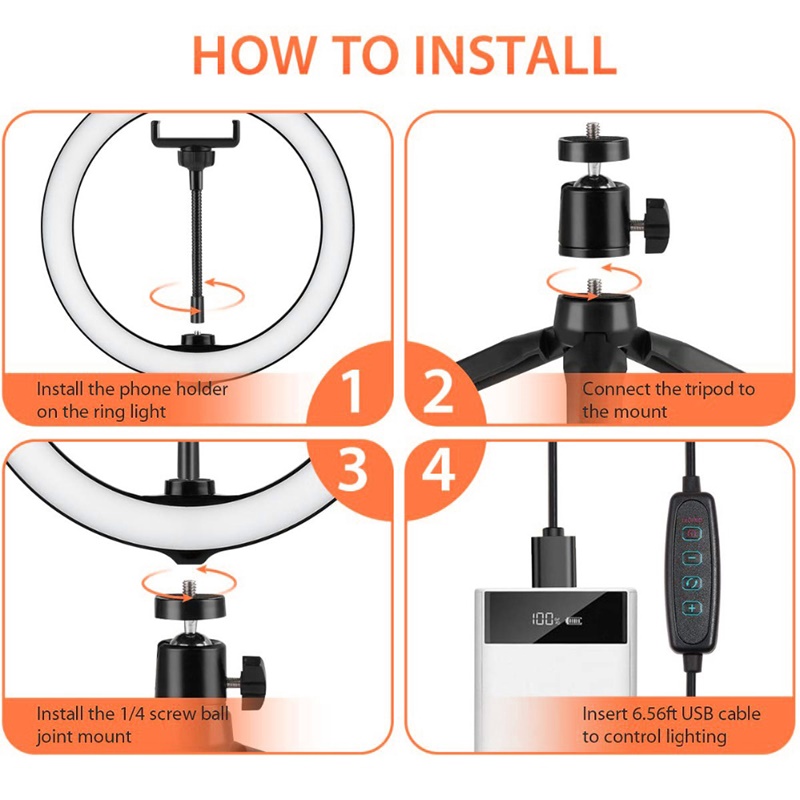 6インチミニ自撮りリングライトデスクトップLEDランプUSB - Photography Lighting Description のレビューと価格